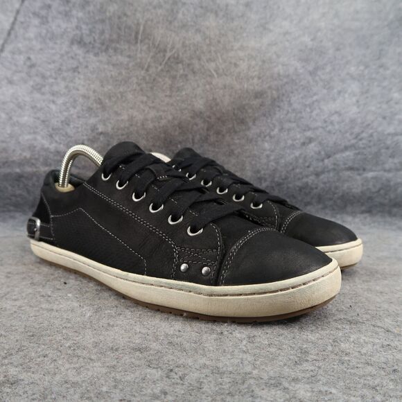Taos Shoes Womens 9.5 Sneaker Lifestyle Casual Leather Capital Black Low Lace Up - Picture 1 of 16